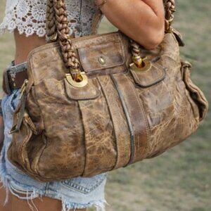 Chloé Heloise Brown Pebbled Leather Satchel Boho Luxe Designer Bag
